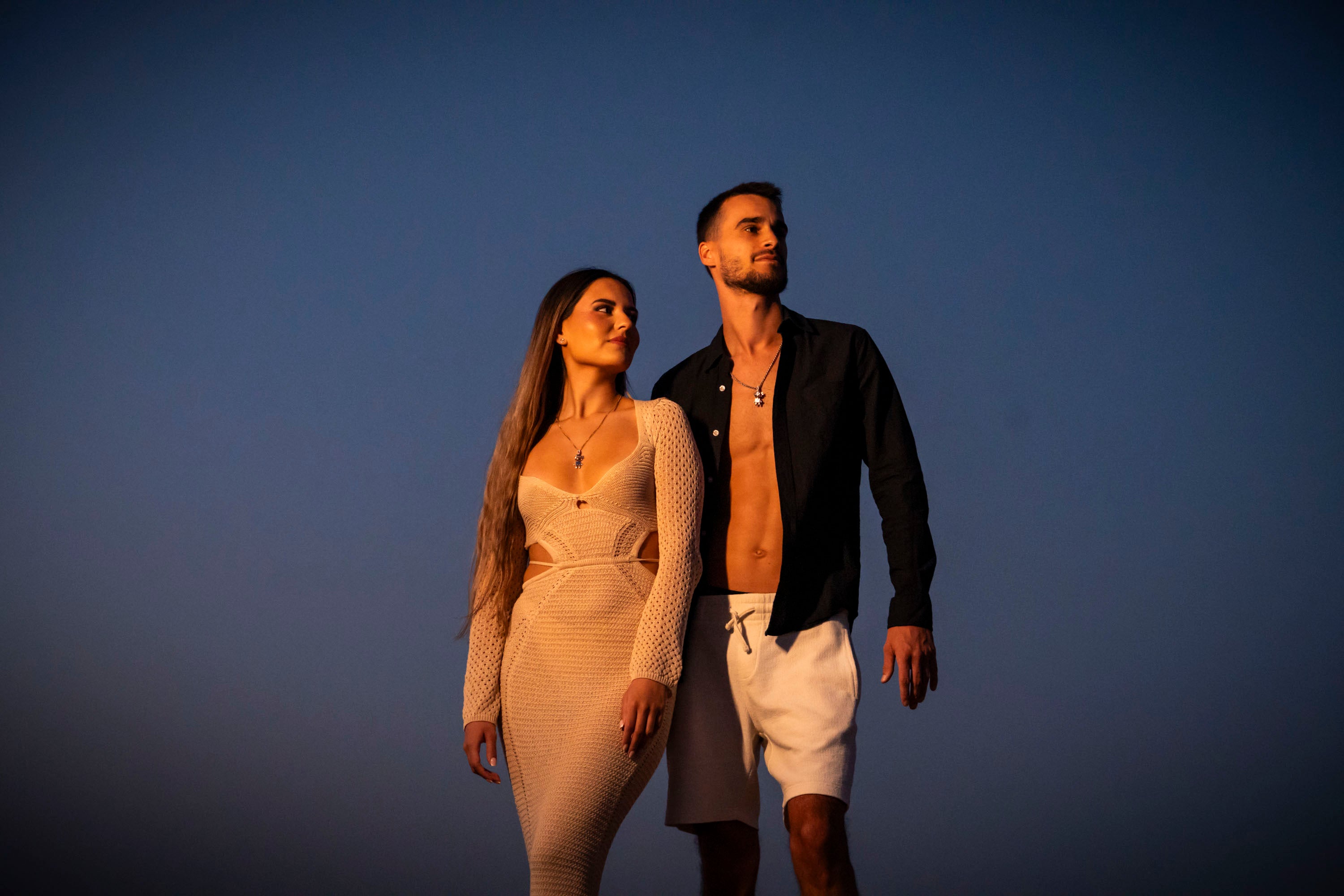 two models are wearing tahos and talia jewel